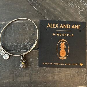 Alex and Ani Silver Pineapple Charm Bangle